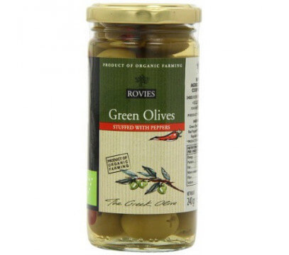 Olives Vertes Bio Farcies au Poivrons Rouges Rovies- Grèce