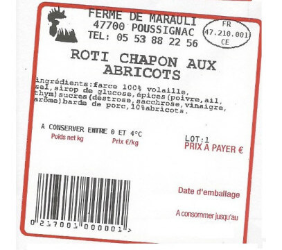 Rôti de Chapon aux abricots 1,4 kg - Précommande