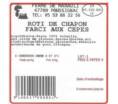 Rôti de Chapon aux cèpes 1,4 kg - Précommande